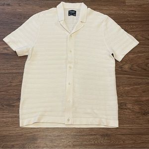 NWT Abercrombie & Fitch Mens Short Sleeve Button Down Sweater Polo Shirt Cream M